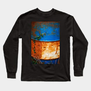 Ivy Against Blue and White Rusted Oil Drum Long Sleeve T-Shirt